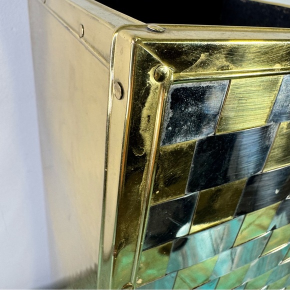 Brass Willy Rizzo Style Italian Mid Century Square Umbrella Stand 70s - Picture 4 of 16